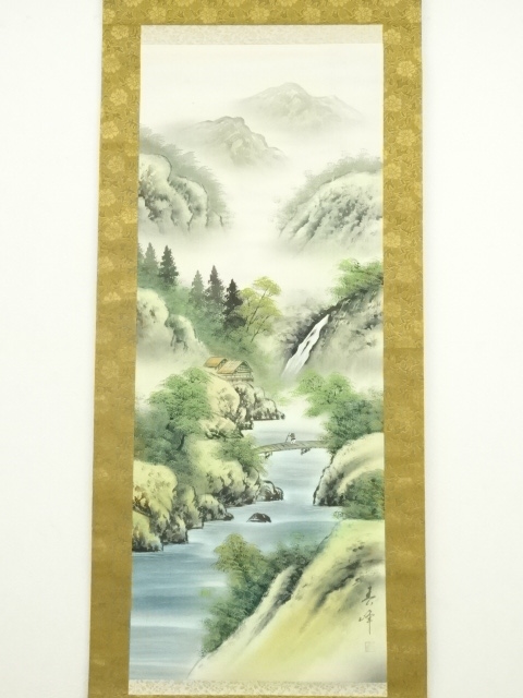 道具 ] - 道具 春峰筆 彩色山水 肉筆絹本掛軸 | ネットショップ圭